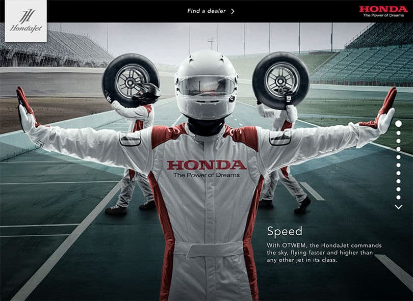 First stop on HondaJet Landing Page