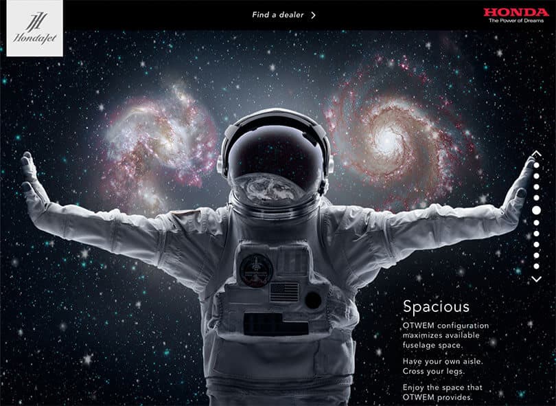 Third stop on HondaJet Landing Page